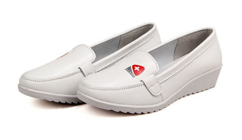 Leather Nurse Flat Shoes 