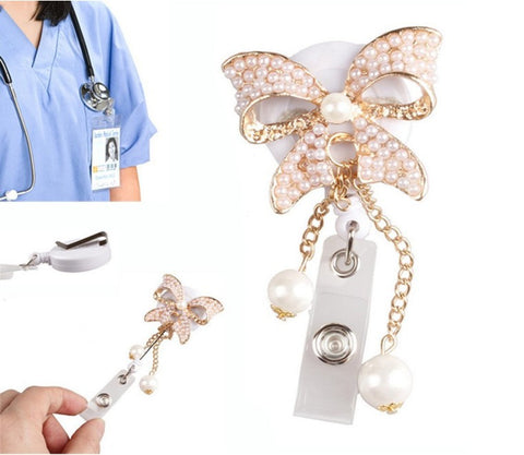 Butterfly Bow Artcraft Pearl Badge Clip