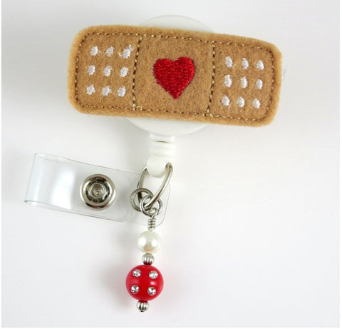 Bandaid with Hear Nurse Badge Reel