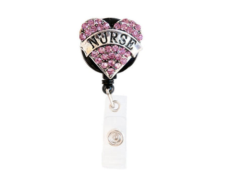 Heart Nurse Banner Bling Rhinestone Badge