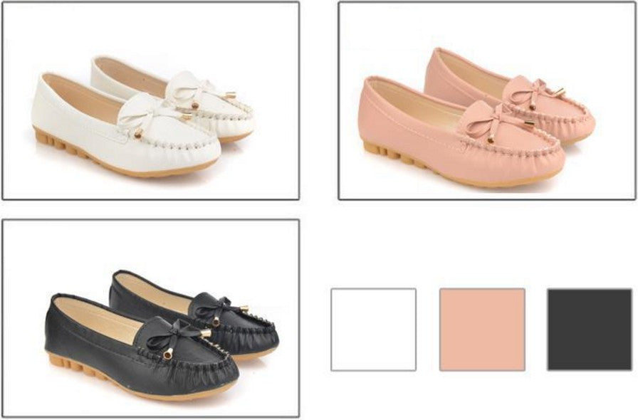 Shallow Slip Leather Nurse Shoes
